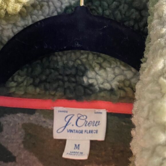 J.Crew Camo Sherpa Snap Collar Fleece Pullover SZ M - Picture 3 of 8